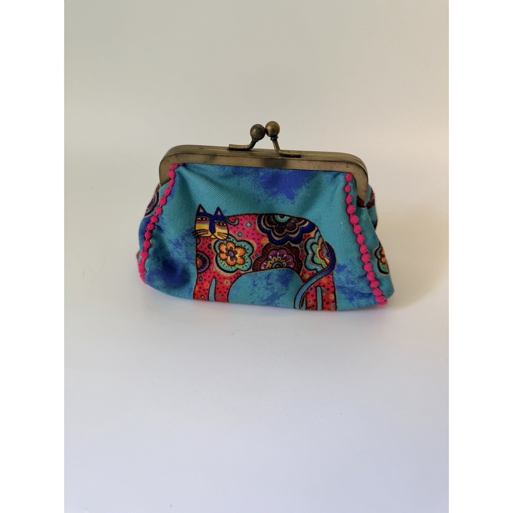 Laurel Burch Bohemian Whiskers Coin Purse Kiss Lock Colorful Whimsical - Picture 5 of 11